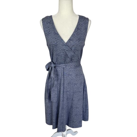 Toad & Co Dresses & Skirts - Toad & Co Cue Sleeveless Wrap Dress Blue Size Large Travel Athleisure Casual